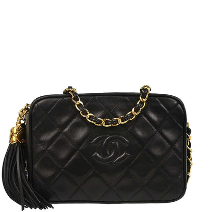 Chanel 1989-1991 Black Lambskin Camera Bag Mini