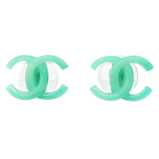 Chanel CC Green Piercing Earrings 04P