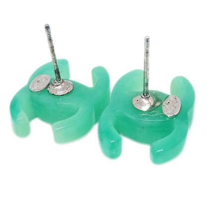 Chanel CC Green Piercing Earrings 04P