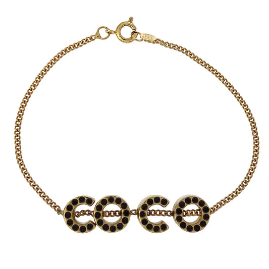 Chanel COCO Chain Bracelet Gold Rhinestone 01A
