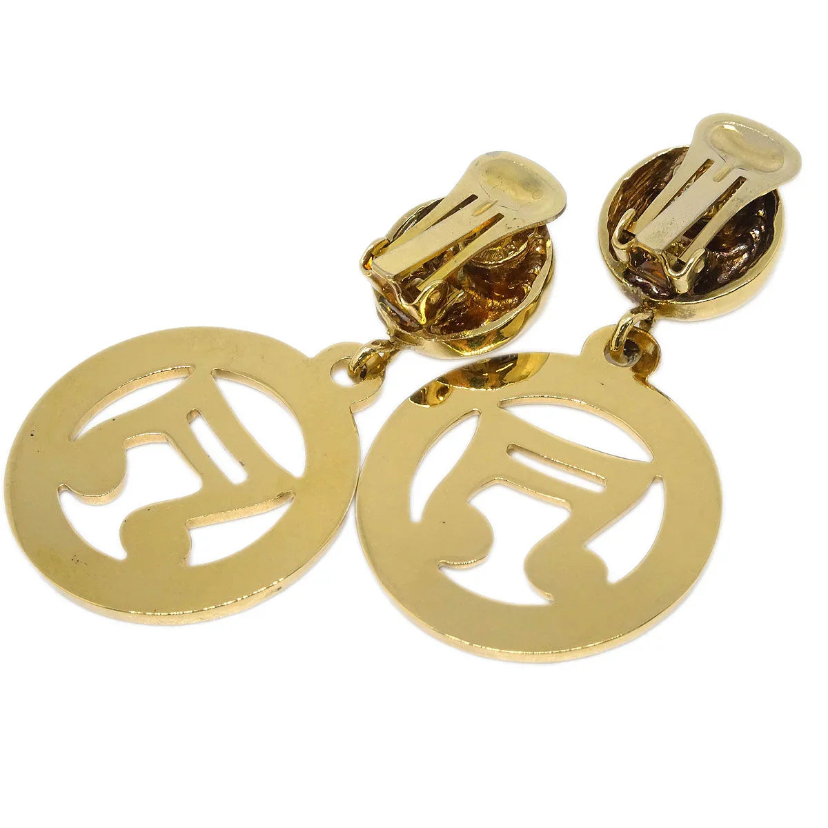 Celine Dangle Earrings Hoop Clip-On Gold LE