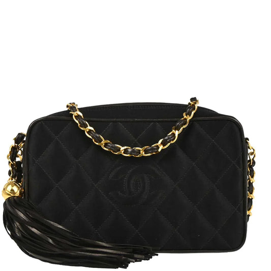 Chanel 1991-1994 Black Satin Camera Bag