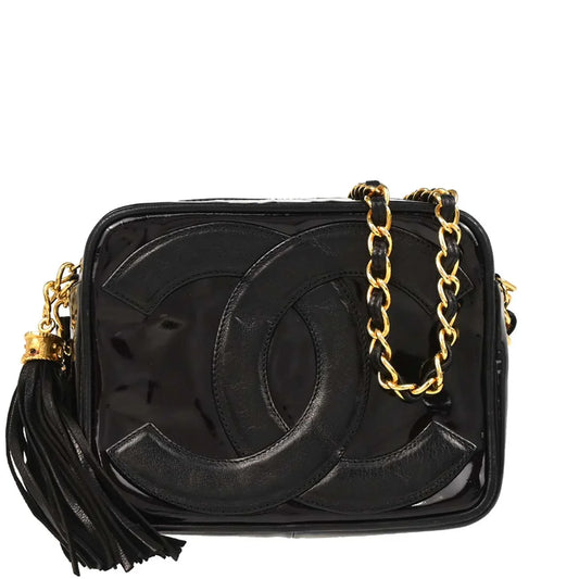 Chanel 1986-1988 Black Patent Leather Camera Bag