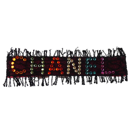 Chanel Bangle Logo Lace Black Rhinestone 00T