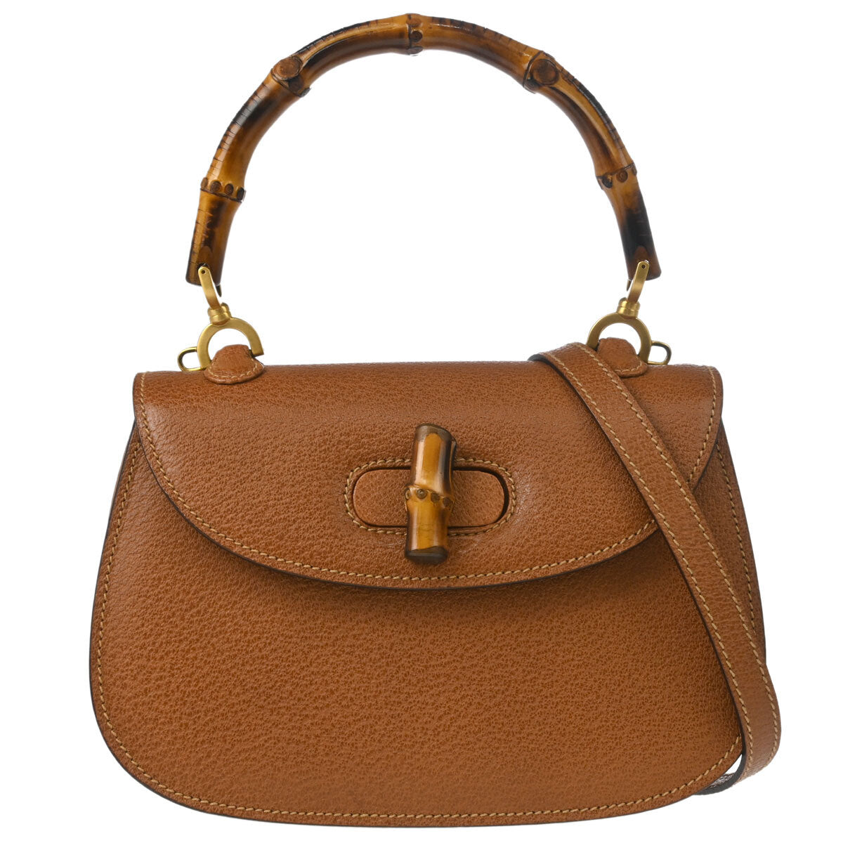 Gucci Brown Pigskin Bamboo 2way Shoulder Handbag