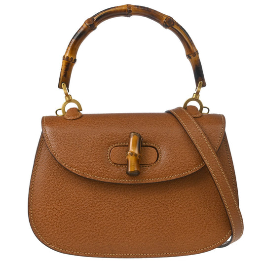 Gucci Brown Pigskin Bamboo 2way Shoulder Handbag