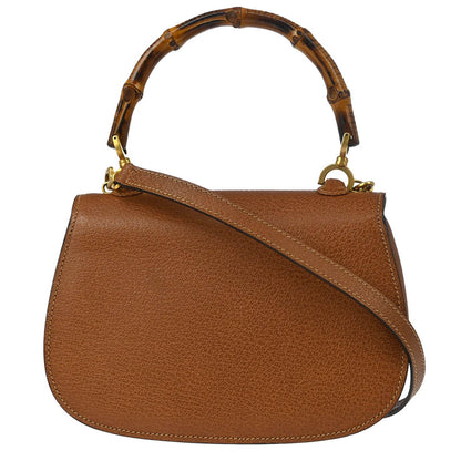 Gucci Brown Pigskin Bamboo 2way Shoulder Handbag