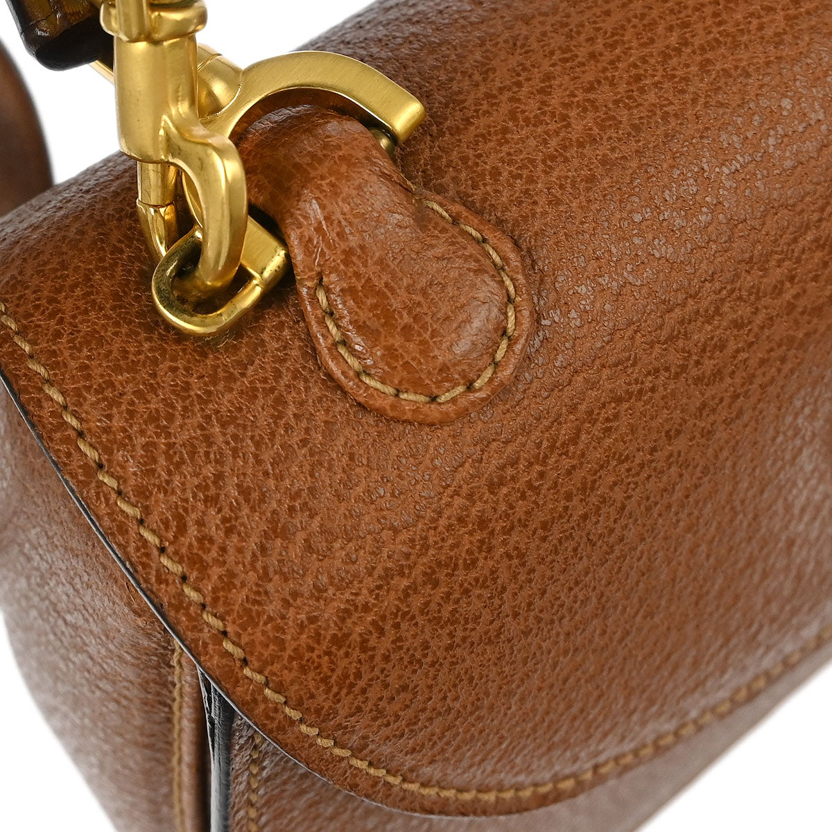 Gucci Brown Pigskin Bamboo 2way Shoulder Handbag