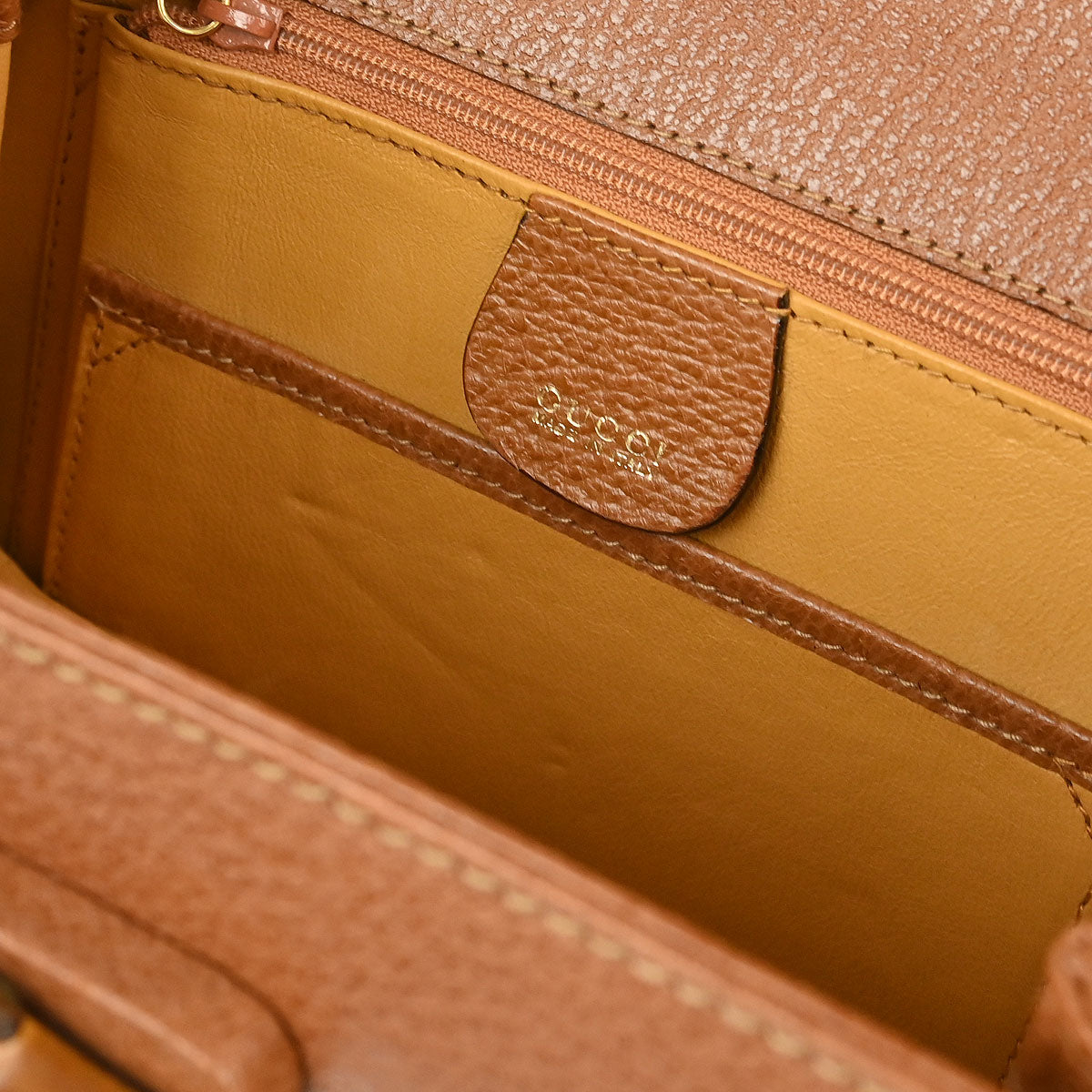 Gucci Brown Pigskin Bamboo 2way Shoulder Handbag