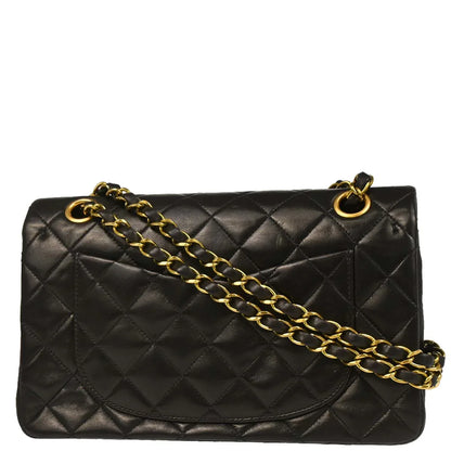 Chanel 1994-1996 Black Lambskin Small Classic Double Flap Shoulder Bag