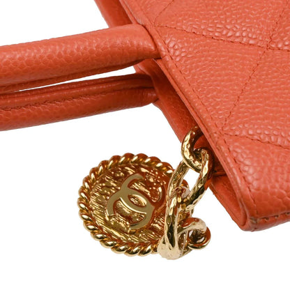 Chanel 2003-2004 Salmon Pink Caviar Medallion Tote Handbag