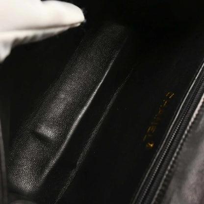 Chanel 1986-1988 Black Lambskin Top Handle Handbag