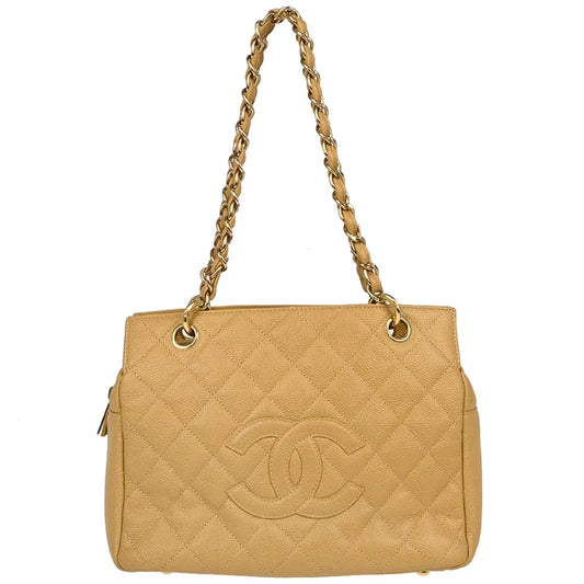 Chanel 2002-2003 Beige Caviar Petite Timeless Tote PTT Chain Handbag
