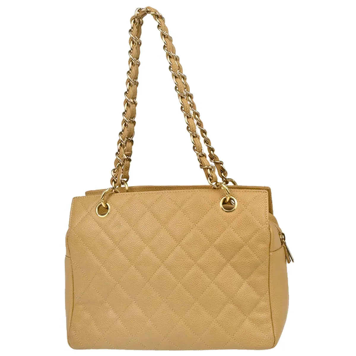 Chanel 2002-2003 Beige Caviar Petite Timeless Tote PTT Chain Handbag