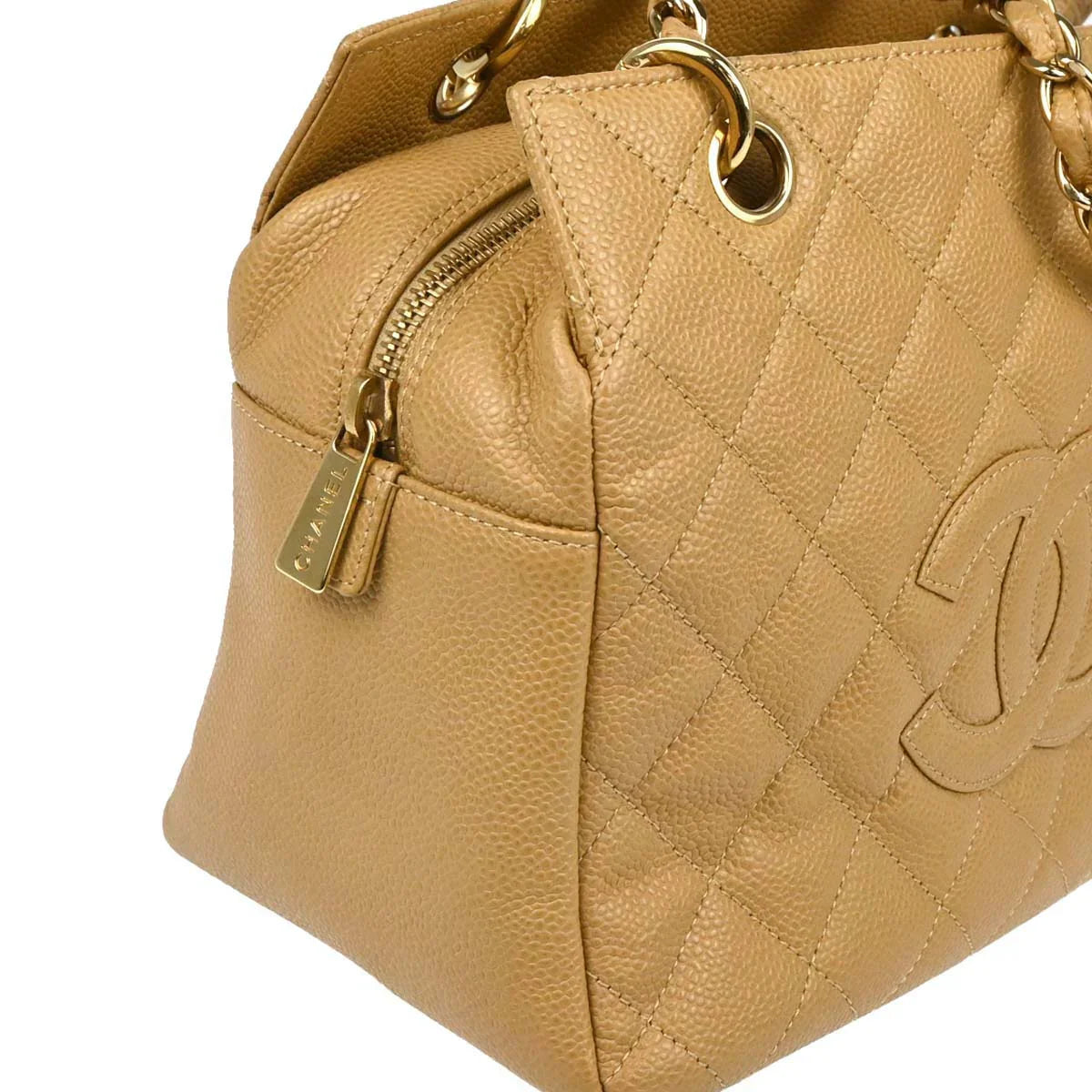 Chanel 2002-2003 Beige Caviar Petite Timeless Tote PTT Chain Handbag