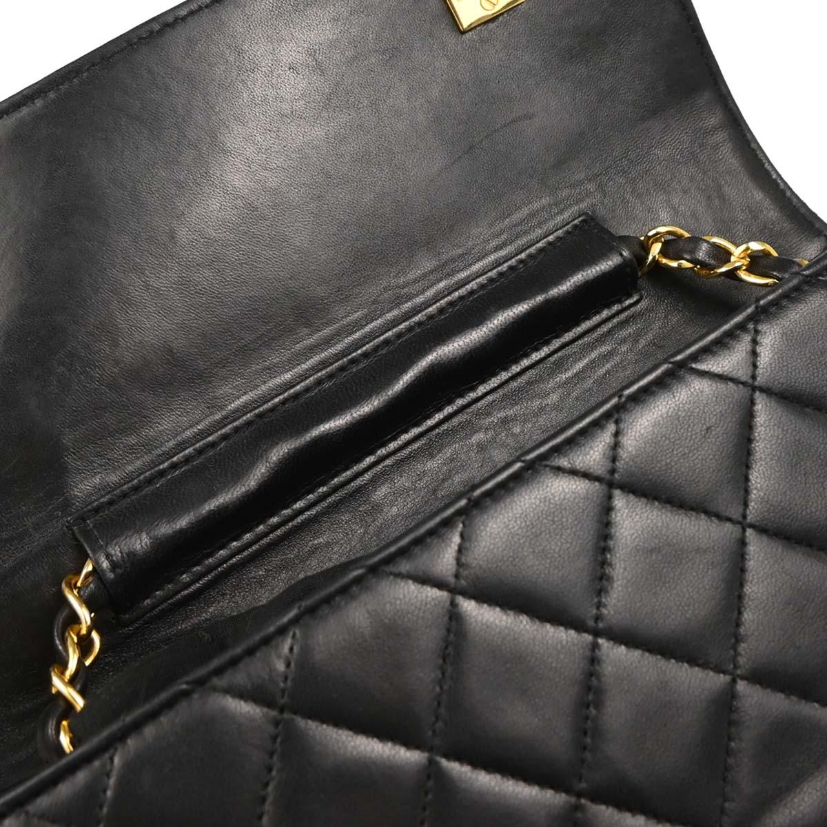 Chanel 1989-1991 Black Lambskin 2way Shoulder Handbag