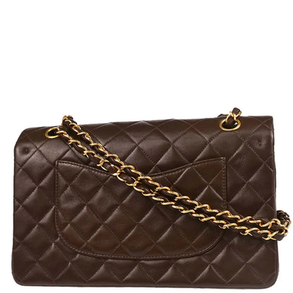 Chanel 1997-1999 Brown Lambskin Medium Classic Double Flap Shoulder Bag