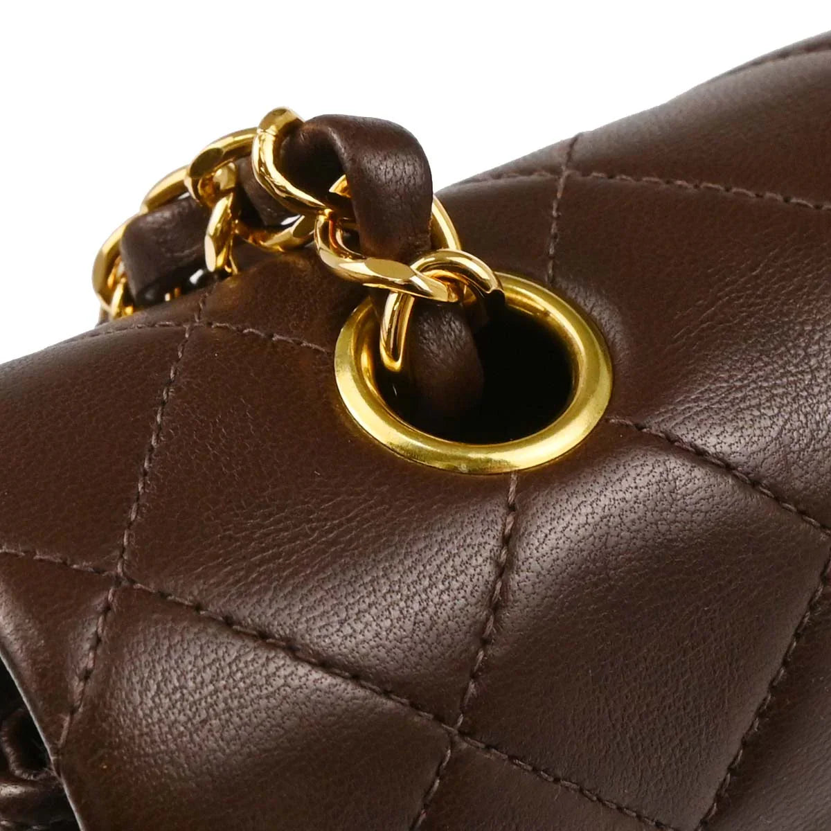 Chanel 1997-1999 Brown Lambskin Medium Classic Double Flap Shoulder Bag