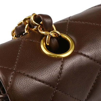 Chanel 1997-1999 Brown Lambskin Medium Classic Double Flap Shoulder Bag