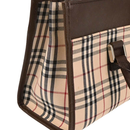 Burberry Beige Canvas Burberry Check Handbag