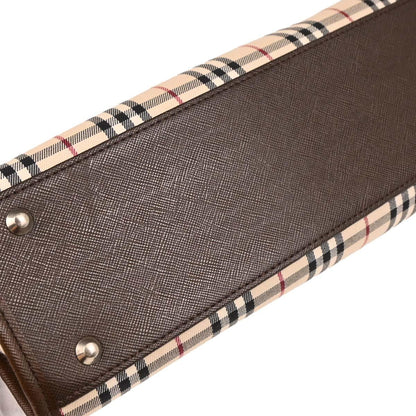 Burberry Beige Canvas Burberry Check Handbag