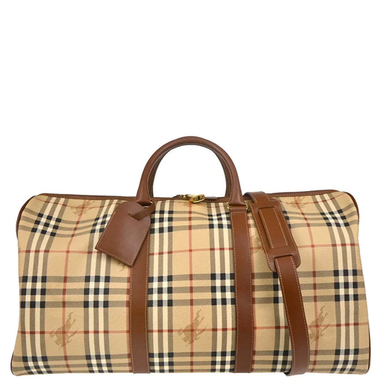 Burberry Beige PVC House Check Duffle 2way Shoulder Handbag