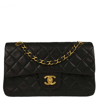 Chanel 1994-1996 Black Lambskin Small Classic Double Flap Shoulder Bag