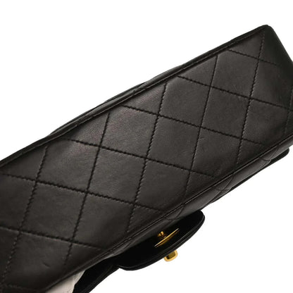 Chanel 1994-1996 Black Lambskin Small Classic Double Flap Shoulder Bag