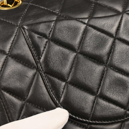 Chanel 1994-1996 Black Lambskin Small Classic Double Flap Shoulder Bag