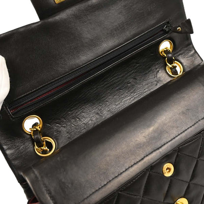 Chanel 1994-1996 Black Lambskin Small Classic Double Flap Shoulder Bag
