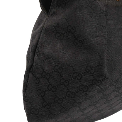 Gucci Black Canvas Bamboo GG Handbag