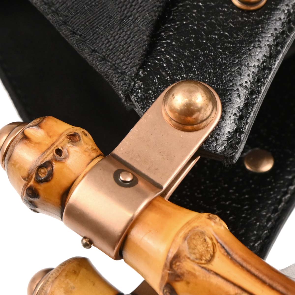 Gucci Black Canvas Bamboo GG Handbag