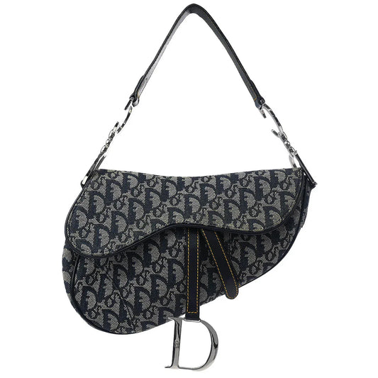 Christian Dior Navy Trotter Saddle Handbag