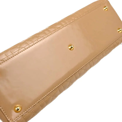 Christian Dior Beige Leather Lady Dior Cannage 2way Shoulder Handbag