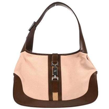 Gucci Pink Canvas Jackie Hobo Handbag