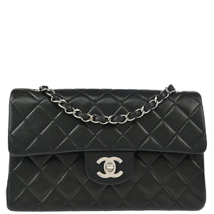 Chanel 2000-2002 Black Lambskin Small Classic Double Flap Shoulder Bag