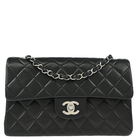 Chanel 2000-2002 Black Lambskin Small Classic Double Flap Shoulder Bag