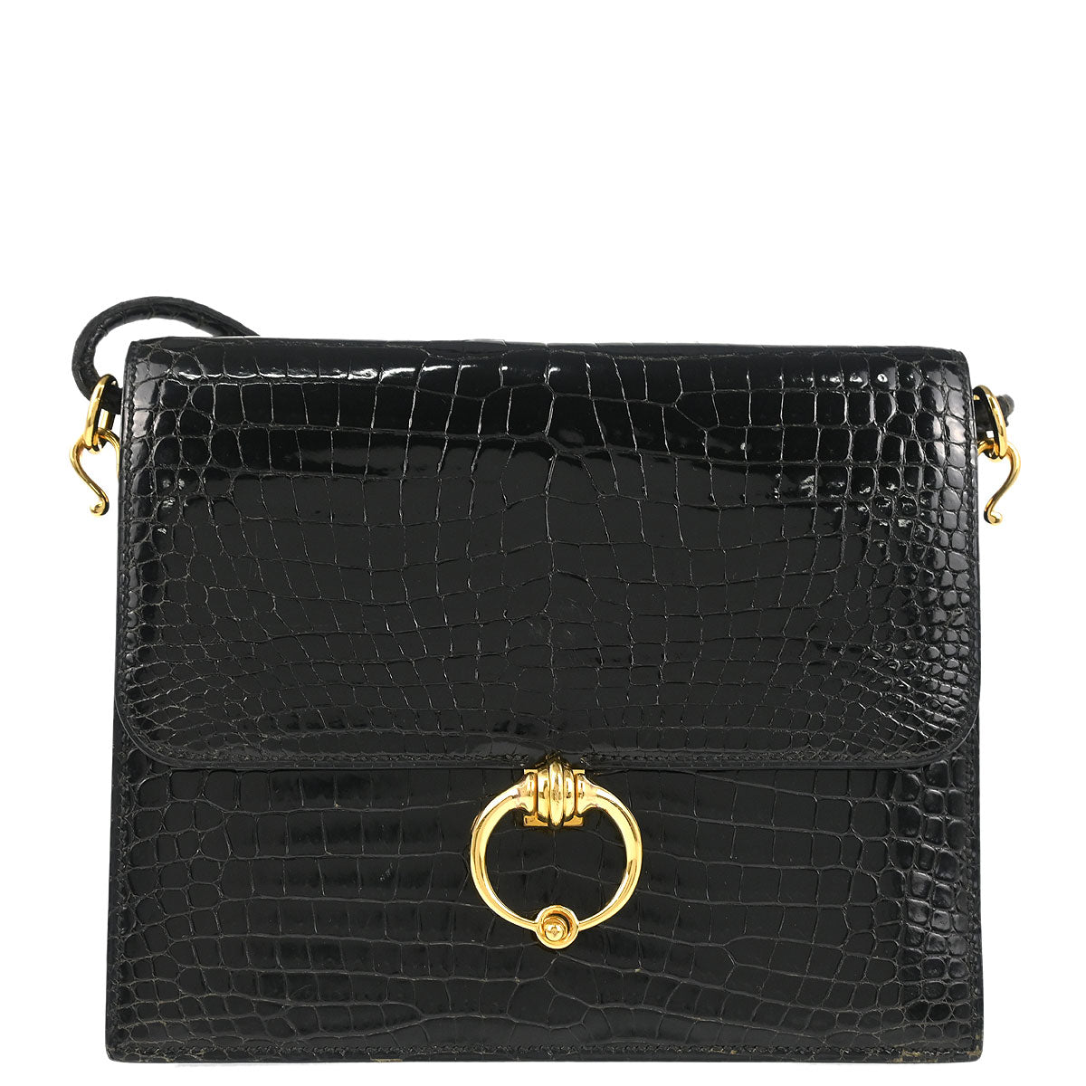 Hermes * 1987 Black Porosus Sequana Shoulder Bag