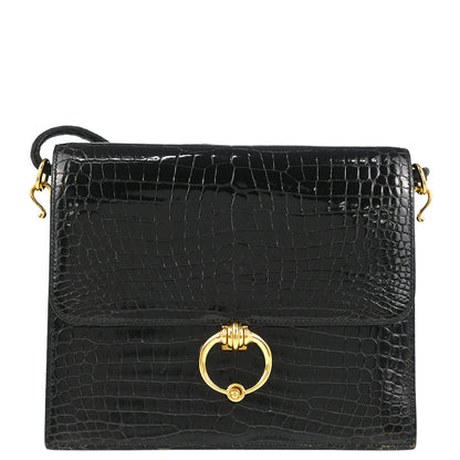 Hermes * 1987 Black Porosus Sequana Shoulder Bag