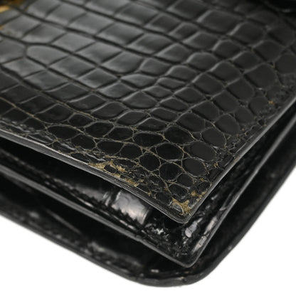 Hermes * 1987 Black Porosus Sequana Shoulder Bag