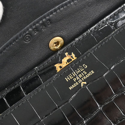 Hermes * 1987 Black Porosus Sequana Shoulder Bag