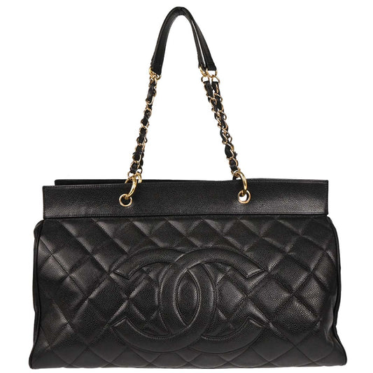 Chanel 2003-2004 Black Caviar Tote Chain Handbag