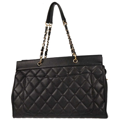 Chanel 2003-2004 Black Caviar Tote Chain Handbag