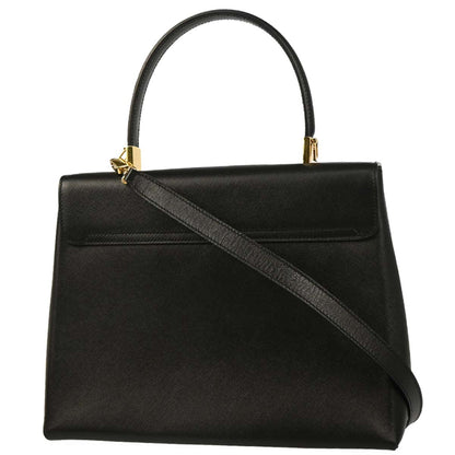 Salvatore Ferragamo Black Leather Gancini 2way Shoulder Handbag