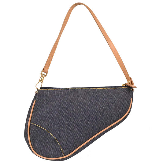 Christian Dior 1991 Navy Denim Saddle Handbag