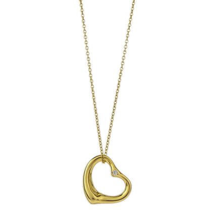 Tiffany & Co. Open Heart Pendant Necklace 750 Diamond Gold