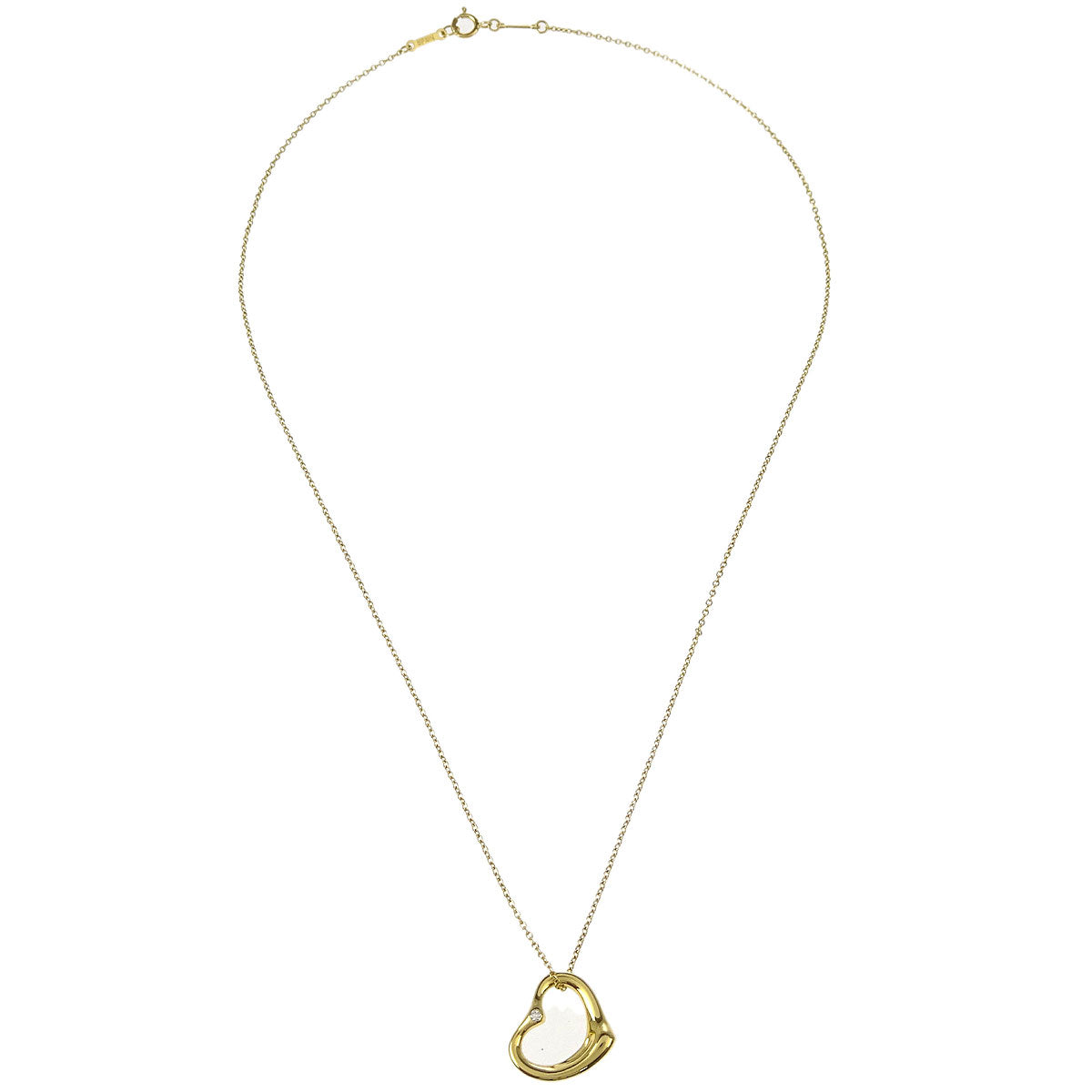 Tiffany & Co. Open Heart Pendant Necklace 750 Diamond Gold