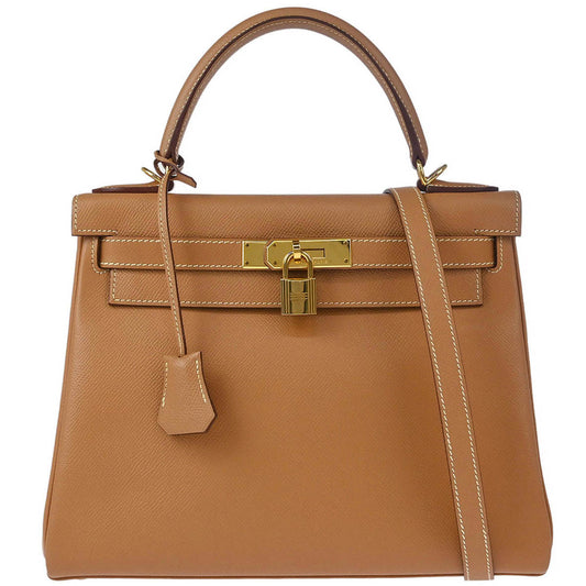 Hermes 2000 Natural Courchevel Kelly 28 Retourne 2way Shoulder Handbag