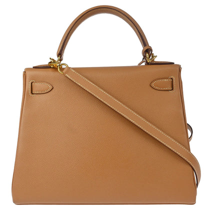 Hermes 2000 Natural Courchevel Kelly 28 Retourne 2way Shoulder Handbag