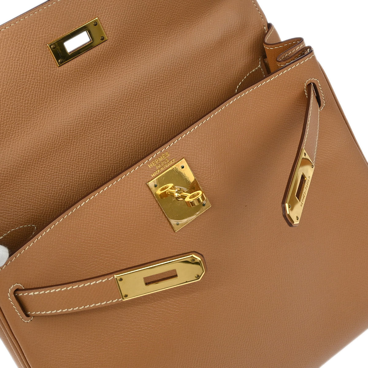 Hermes 2000 Natural Courchevel Kelly 28 Retourne 2way Shoulder Handbag